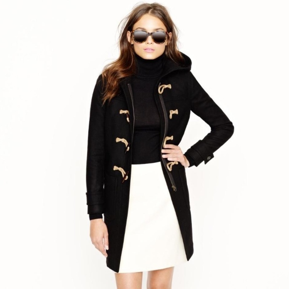 J. Crew | Black Melton Wool Toggle Coat - Sz 4 - Picture 1 of 8